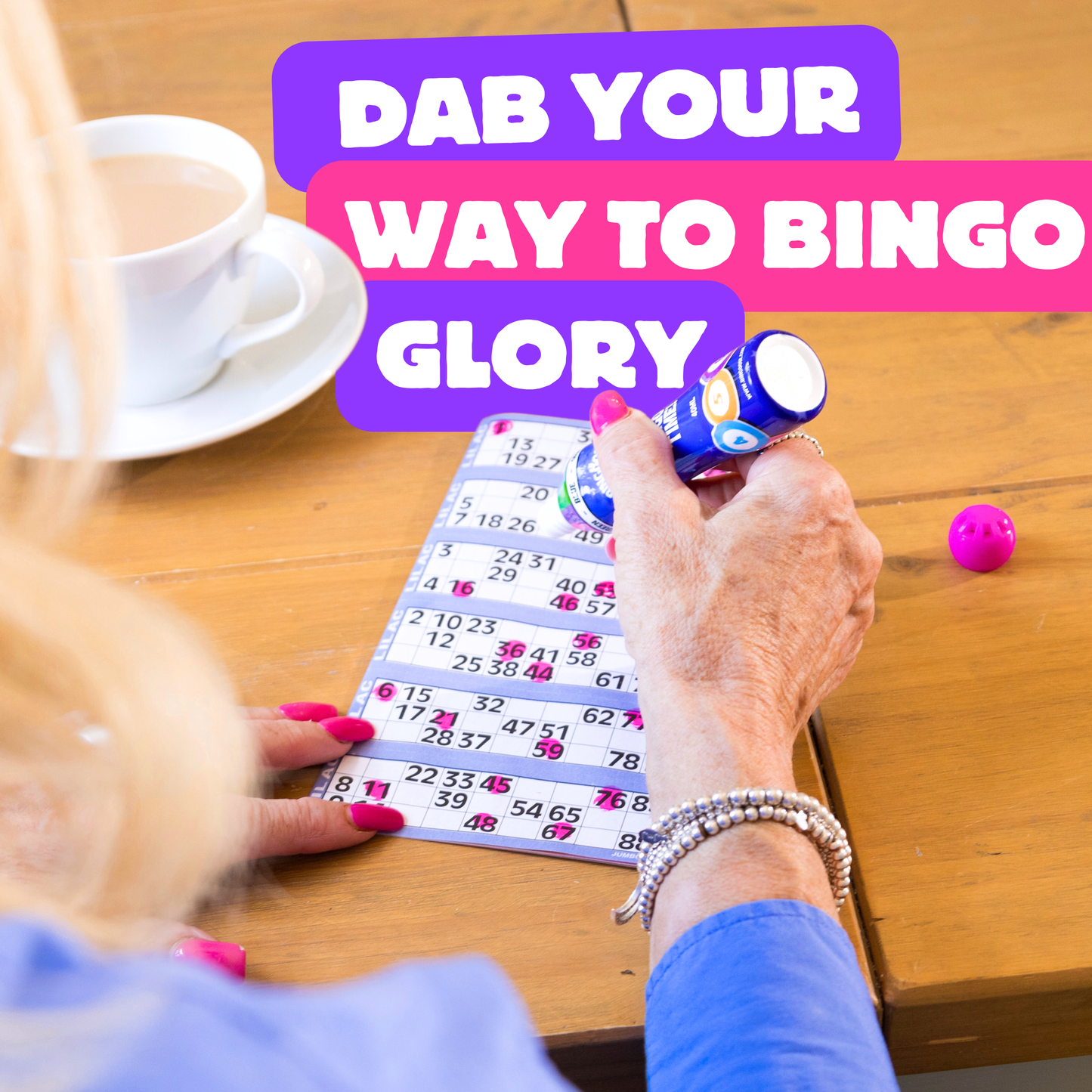 Bingoose Bingo Dabbers Pack of 6 for Dotting Game Books, Tickets, Sheets & Cards - Sponge Tip Jumbo Bingo Pens with Bright Marker Ink - Screw Top, Non Leak Dot Markers - Long-Lasting Daubers for Game Night Fun