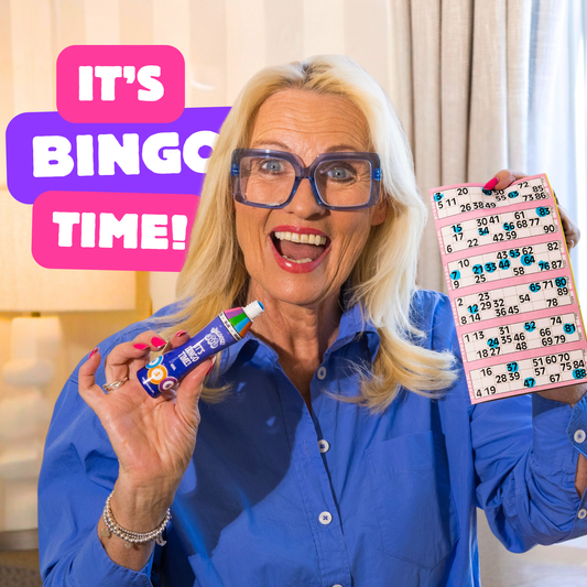 Bingoose Bingo Dabbers Pack of 6 for Dotting Game Books, Tickets, Sheets & Cards - Sponge Tip Jumbo Bingo Pens with Bright Marker Ink - Screw Top, Non Leak Dot Markers - Long-Lasting Daubers for Game Night Fun